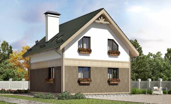 105-001-Л Проект двухэтажного дома с мансардным этажом, экономичный коттедж из бризолита Мончегорск | Проекты домов от House Expert