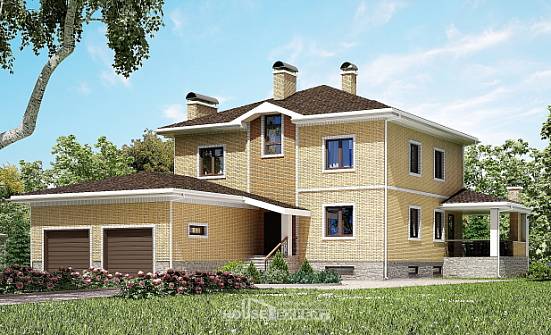 350-002-Л Проект трехэтажного дома, гараж, красивый домик из кирпича Кандалакша | Проекты домов от House Expert