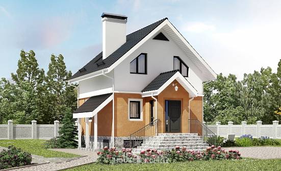 100-005-Л Проект трехэтажного дома мансардный этаж, уютный домик из теплоблока Оленегорск | Проекты домов от House Expert