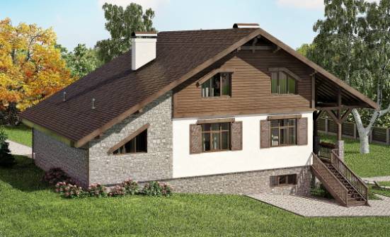 300-003-П Проект трехэтажного дома с мансардой и гаражом, красивый загородный дом из кирпича Ковдор | Проекты домов от House Expert