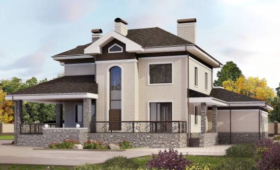 365-001-Л Проект трехэтажного дома и гаражом, классический загородный дом из кирпича Мончегорск | Проекты домов от House Expert