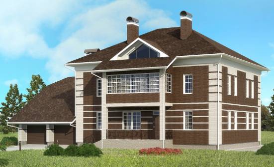 505-002-Л Проект трехэтажного дома и гаражом, классический загородный дом из кирпича Оленегорск | Проекты домов от House Expert