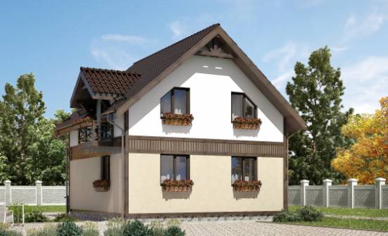 105-001-П Проект двухэтажного дома с мансардой, современный коттедж из арболита Ковдор | Проекты домов от House Expert