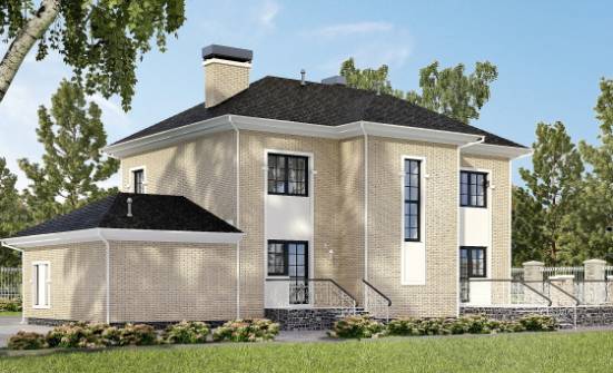 180-006-П Проект двухэтажного дома и гаражом, красивый коттедж из кирпича Оленегорск | Проекты домов от House Expert