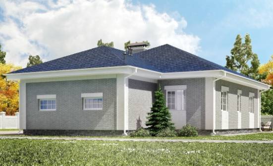 130-002-П Проект одноэтажного дома и гаражом, экономичный коттедж из арболита Апатиты | Проекты домов от House Expert