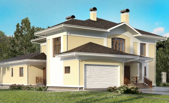 375-002-Л Проект двухэтажного дома и гаражом, современный коттедж из кирпича Кандалакша | Проекты домов от House Expert