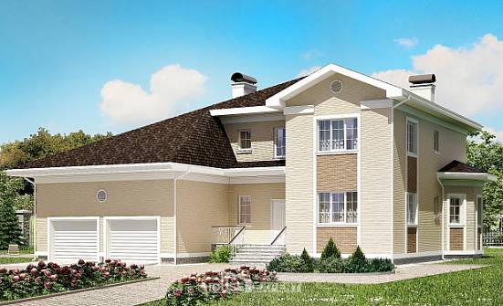 335-001-Л Проект двухэтажного дома и гаражом, современный коттедж из кирпича Мурманск | Проекты домов от House Expert