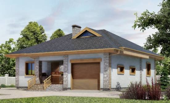 130-006-П Проект одноэтажного дома и гаражом, экономичный дом из арболита Ковдор | Проекты домов от House Expert