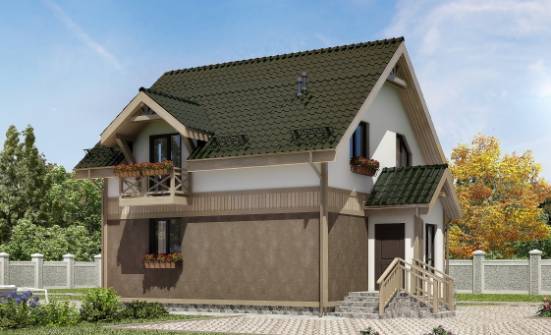 105-001-Л Проект двухэтажного дома с мансардным этажом, экономичный коттедж из бризолита Мончегорск | Проекты домов от House Expert