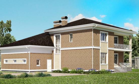 335-002-П Проект двухэтажного дома, гараж, большой коттедж из кирпича Заполярный | Проекты домов от House Expert