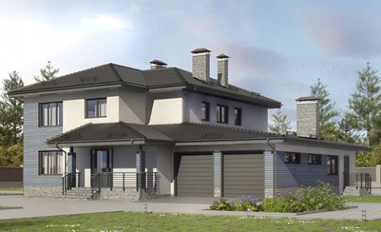 340-005-П Проект двухэтажного дома, гараж, огромный загородный дом из керамзитобетонных блоков Апатиты | Проекты домов от House Expert