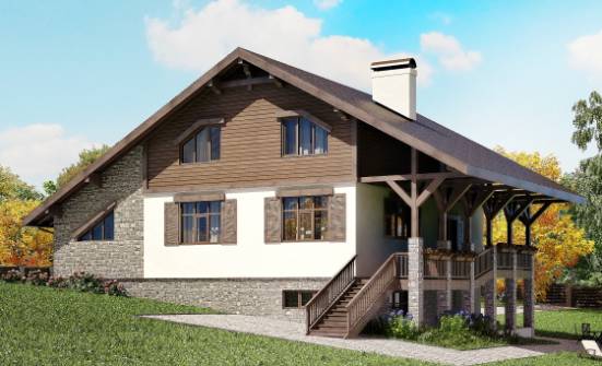 300-003-П Проект трехэтажного дома с мансардой и гаражом, красивый загородный дом из кирпича Ковдор | Проекты домов от House Expert