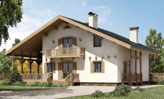 250-003-Л Проект двухэтажного дома с мансардой, красивый домик из керамзитобетонных блоков Оленегорск | Проекты домов от House Expert