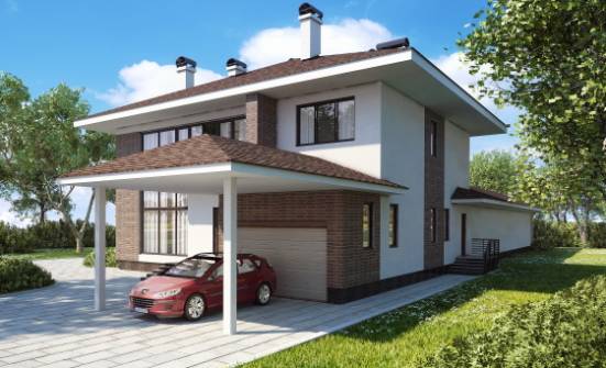 340-001-П Проект двухэтажного дома, гараж, уютный домик из кирпича Кандалакша | Проекты домов от House Expert