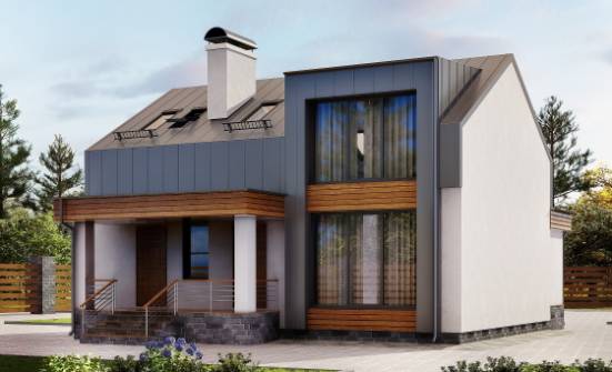 120-004-П Проект двухэтажного дома мансардный этаж, скромный коттедж из поризованных блоков Апатиты | Проекты домов от House Expert