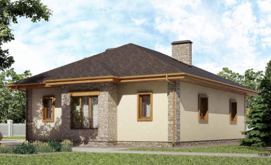 130-006-Л Проект одноэтажного дома и гаражом, скромный домик из арболита Ковдор | Проекты домов от House Expert