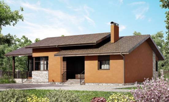 130-007-П Проект одноэтажного дома, бюджетный домик из пеноблока Мурманск | Проекты одноэтажных домов от House Expert