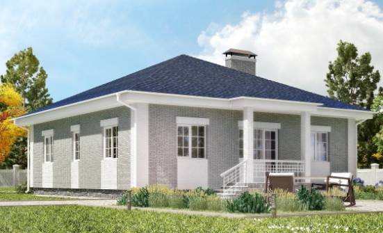 130-002-П Проект одноэтажного дома и гаражом, экономичный коттедж из арболита Апатиты | Проекты домов от House Expert