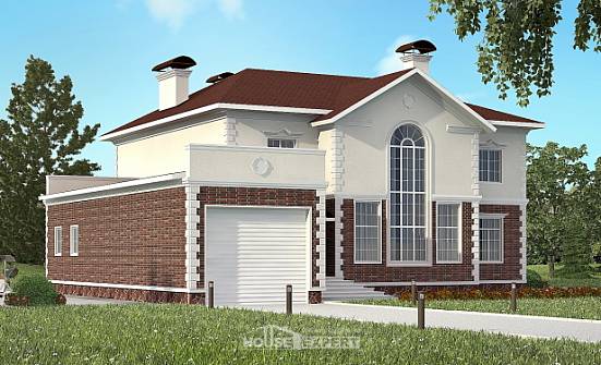 380-001-Л Проект двухэтажного дома и гаражом, огромный домик из кирпича Кандалакша | Проекты домов от House Expert