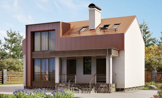 120-004-Л Проект двухэтажного дома мансардой, современный загородный дом из блока Ковдор | Проекты домов от House Expert