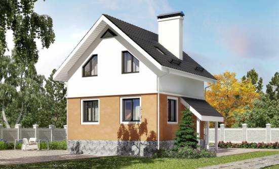 100-005-Л Проект трехэтажного дома мансардный этаж, уютный домик из теплоблока Оленегорск | Проекты домов от House Expert