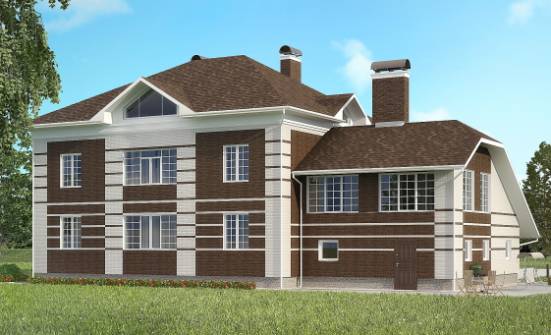 505-002-Л Проект трехэтажного дома и гаражом, классический загородный дом из кирпича Оленегорск | Проекты домов от House Expert