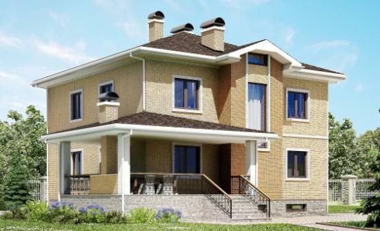 350-002-Л Проект трехэтажного дома, гараж, красивый домик из кирпича Кандалакша | Проекты домов от House Expert