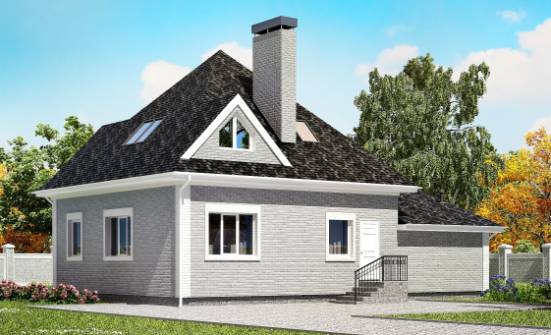 135-001-Л Проект двухэтажного дома с мансардой, гараж, компактный домик из кирпича Кандалакша | Проекты домов от House Expert