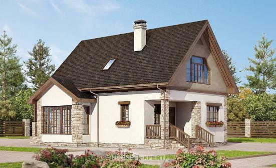 140-002-Л Проект двухэтажного дома с мансардным этажом, классический дом из пеноблока Мурманск | Проекты домов от House Expert