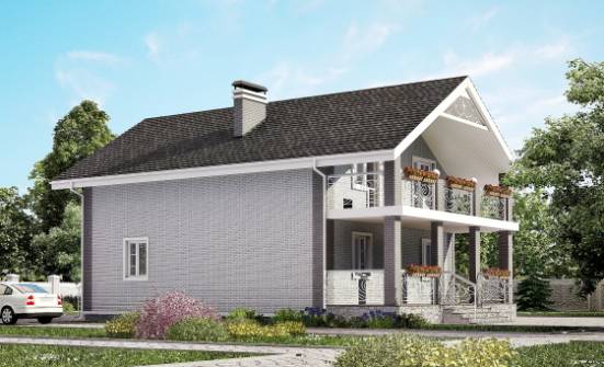 150-007-П Проект двухэтажного дома мансардой, классический домик из бризолита, Ковдор