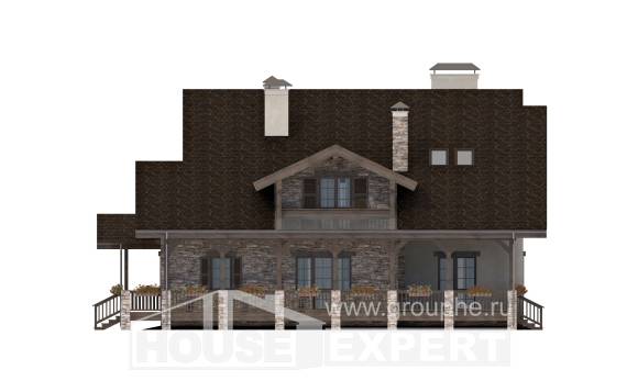 340-003-П Проект двухэтажного дома мансардой, гараж, большой загородный дом из кирпича Ковдор, House Expert