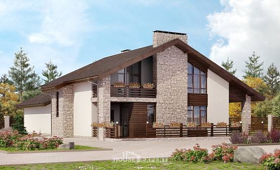 480-001-Л Проект трехэтажного дома с мансардой, красивый коттедж из поризованных блоков Ковдор | Проекты домов от House Expert