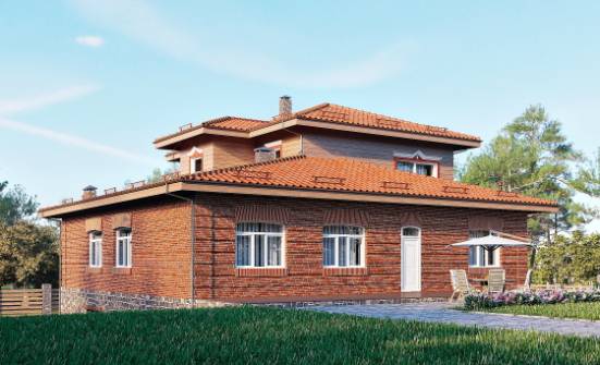 380-002-Л Проект трехэтажного дома и гаражом, классический домик из кирпича Ковдор | Проекты домов от House Expert