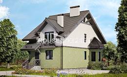 120-003-П Проект двухэтажного дома с мансардой, компактный домик из пеноблока Ковдор, House Expert
