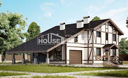 250-002-Л Проект двухэтажного дома с мансардным этажом и гаражом, простой домик из кирпича Заполярный, House Expert