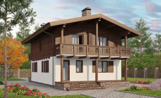 150-016-Л Проект двухэтажного дома с мансардой, скромный домик из газобетона Оленегорск | Проекты домов от House Expert