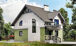 120-003-П Проект двухэтажного дома с мансардой, небольшой домик из блока Заполярный, House Expert
