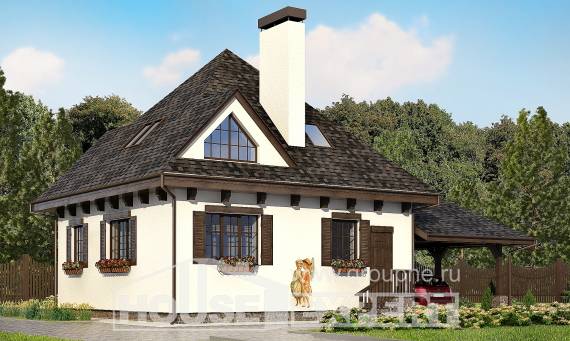 110-002-Л Проект двухэтажного дома мансардой, гараж, современный домик из газосиликатных блоков Оленегорск, House Expert