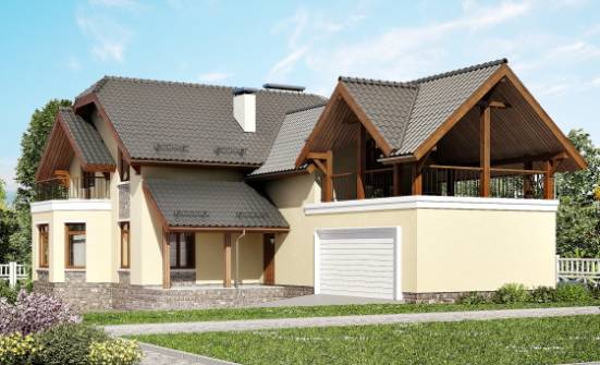 255-003-П Проект трехэтажного дома с мансардным этажом и гаражом, классический дом из пеноблока Апатиты | Проекты домов от House Expert