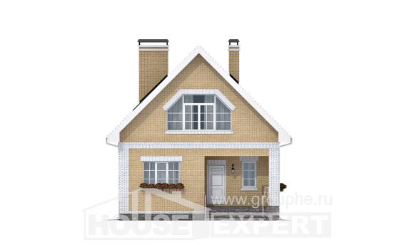 130-004-П Проект двухэтажного дома мансардой, компактный домик из поризованных блоков, Оленегорск