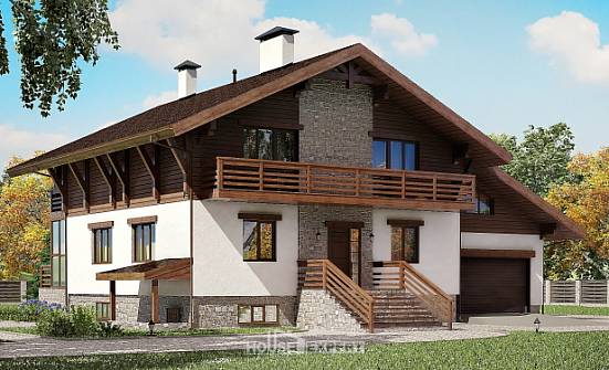 420-001-П Проект трехэтажного дома с мансардным этажом и гаражом, классический загородный дом из кирпича, Мончегорск