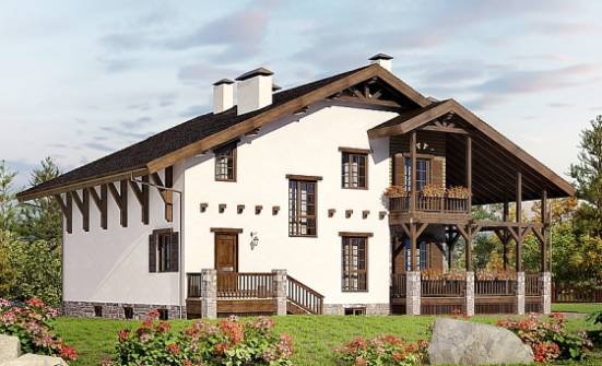 400-004-П Проект трехэтажного дома с мансардным этажом, гараж, классический дом из кирпича Оленегорск | Проекты домов от House Expert
