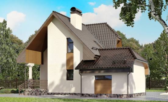 150-001-Л Проект двухэтажного дома мансардой, гараж, экономичный коттедж из твинблока Мончегорск | Проекты домов от House Expert