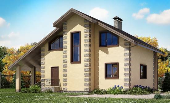 150-003-П Проект двухэтажного дома мансардой, гараж, уютный загородный дом из твинблока Ковдор | Проекты домов от House Expert