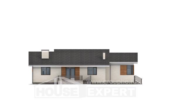 135-002-П Проект одноэтажного дома, гараж, экономичный коттедж из теплоблока, Заполярный