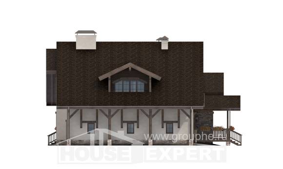 340-003-П Проект двухэтажного дома с мансардным этажом и гаражом, красивый домик из кирпича, Мончегорск