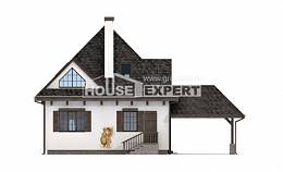 110-002-Л Проект двухэтажного дома мансардой и гаражом, бюджетный коттедж из пеноблока Кандалакша, House Expert