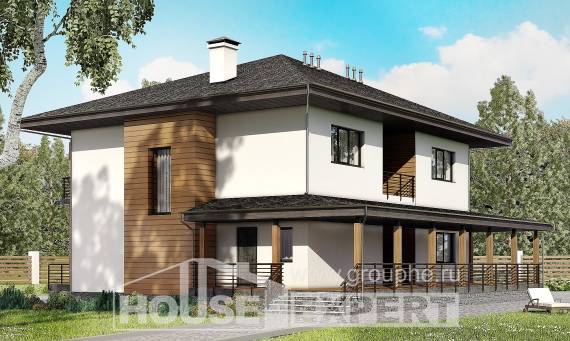 245-001-П Проект двухэтажного дома, классический загородный дом из теплоблока, Мурманск