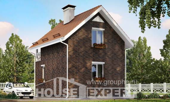 045-001-Л Проект двухэтажного дома с мансардой, бюджетный домик из пеноблока Мурманск, House Expert