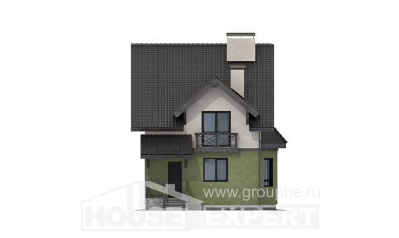120-003-П Проект двухэтажного дома с мансардой, недорогой дом из пеноблока Мончегорск, House Expert